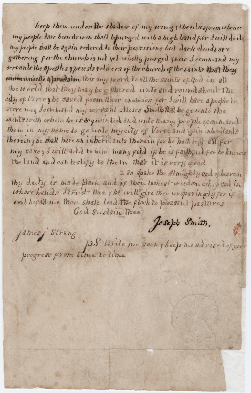 James Jesse Strang's letter of appointment from the Beinecke Rare Book and Manuscript Library, Yale University